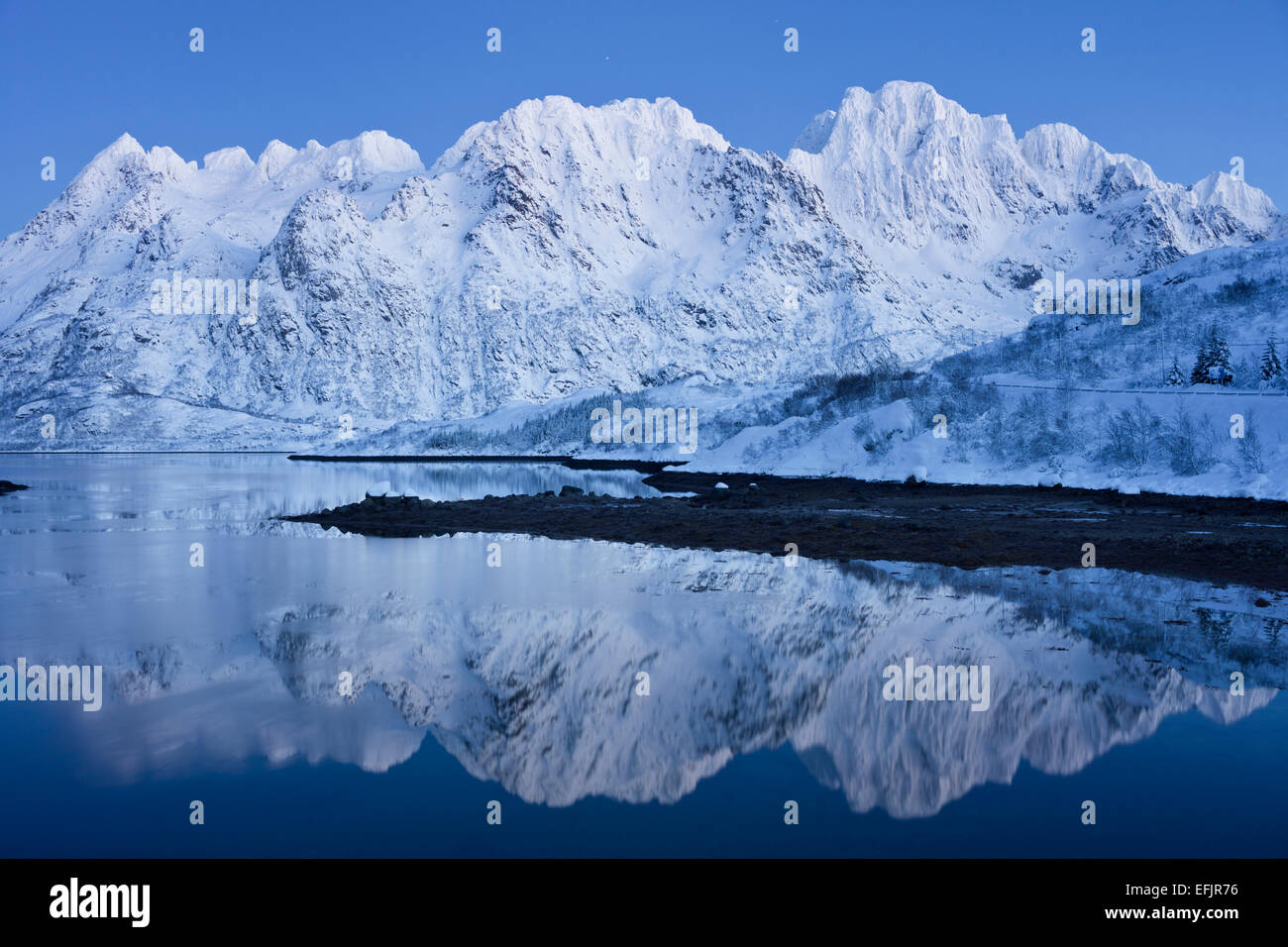 Sildpollneset, Vestpollen, Austnesfjorden, Austvagoya, Lofoten, Nordland, Norway Stock Photo