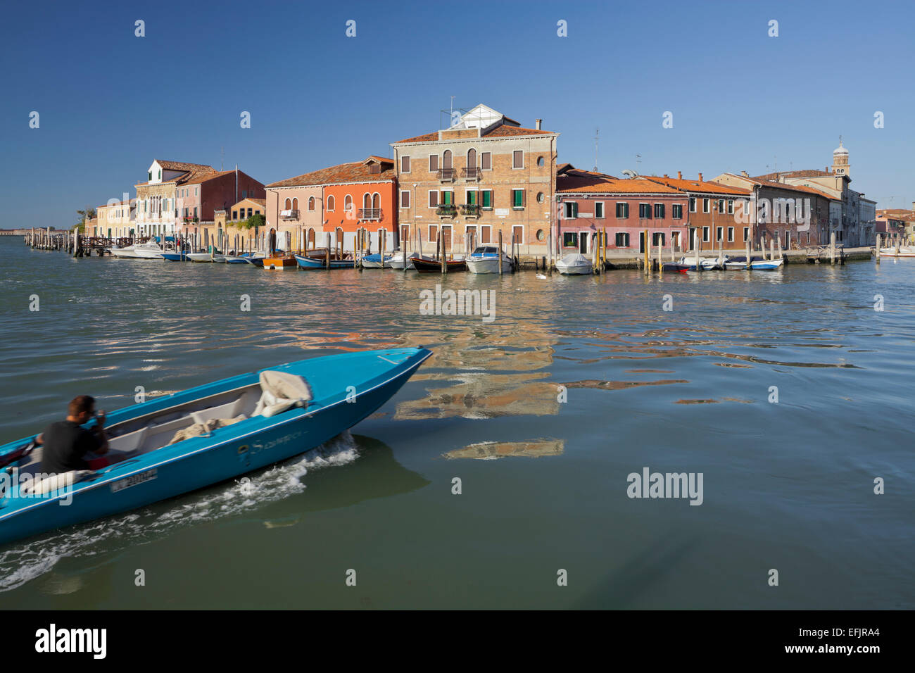 Boat on the Canal Grande di Murano, Venice, Italy Stock Photo
