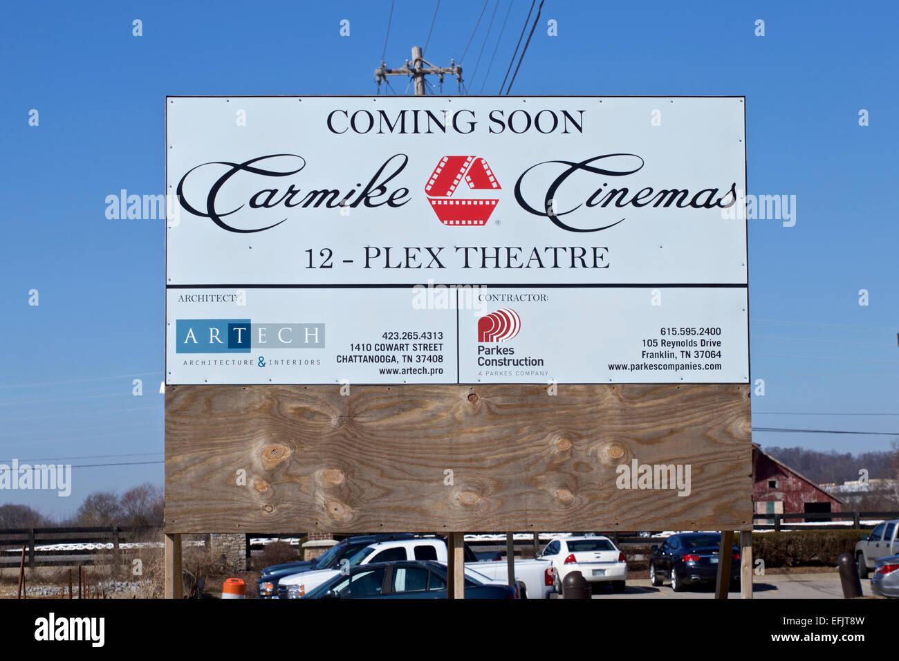 Announcement sign for new Carmike Cinema currently under construction