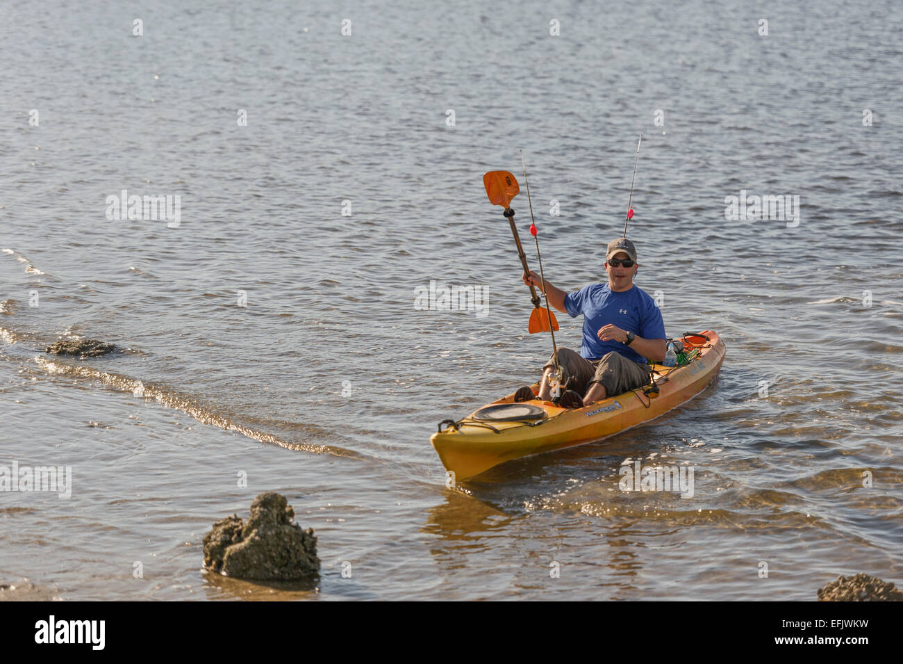Kayaking and fishing on the Crystal River in Florida USA Stock Photo