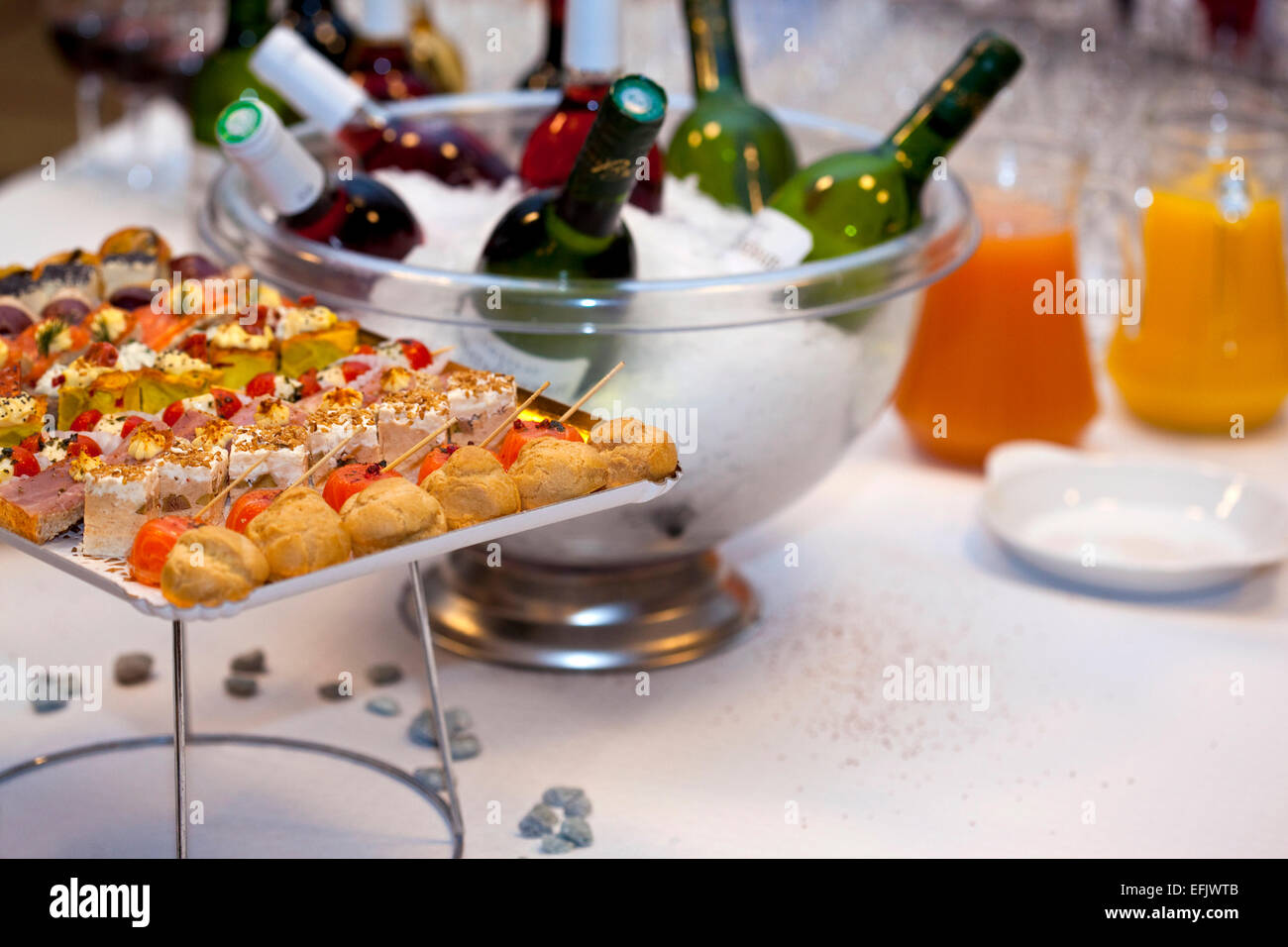 Canape and drinks on a cocktail buffet Stock Photo Alamy