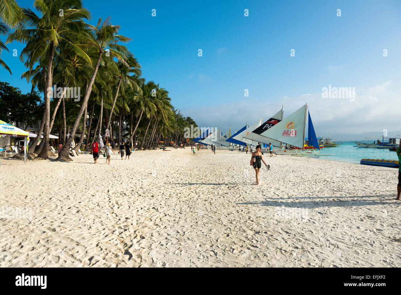 Beautiful White Sand Beaches In Boracay The Philippines Stock Photo