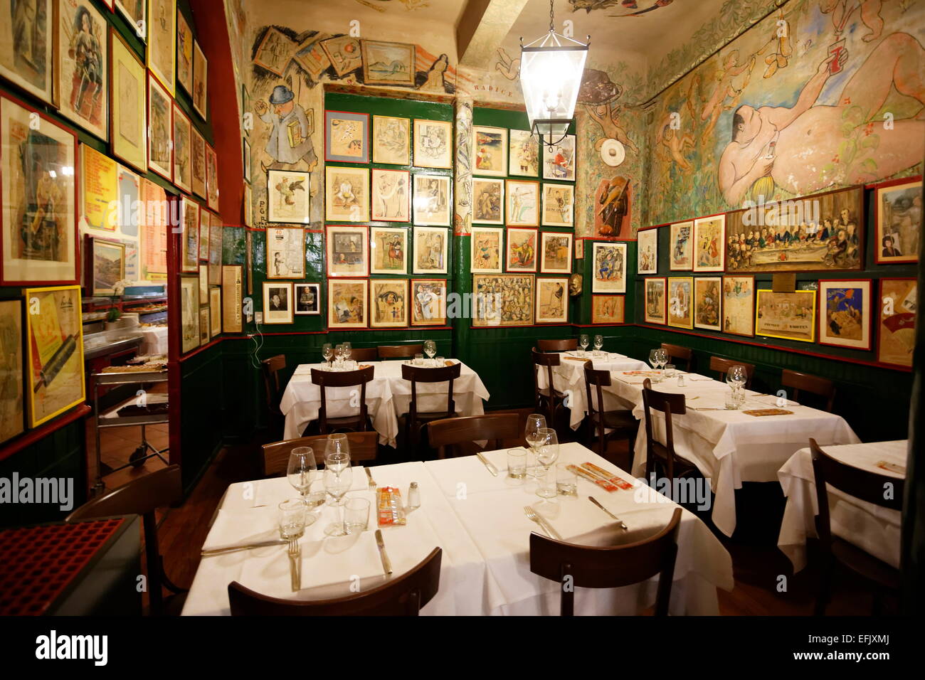 Traditional Italian restaurant, Milan, Lombardy, Italy Stock Photo