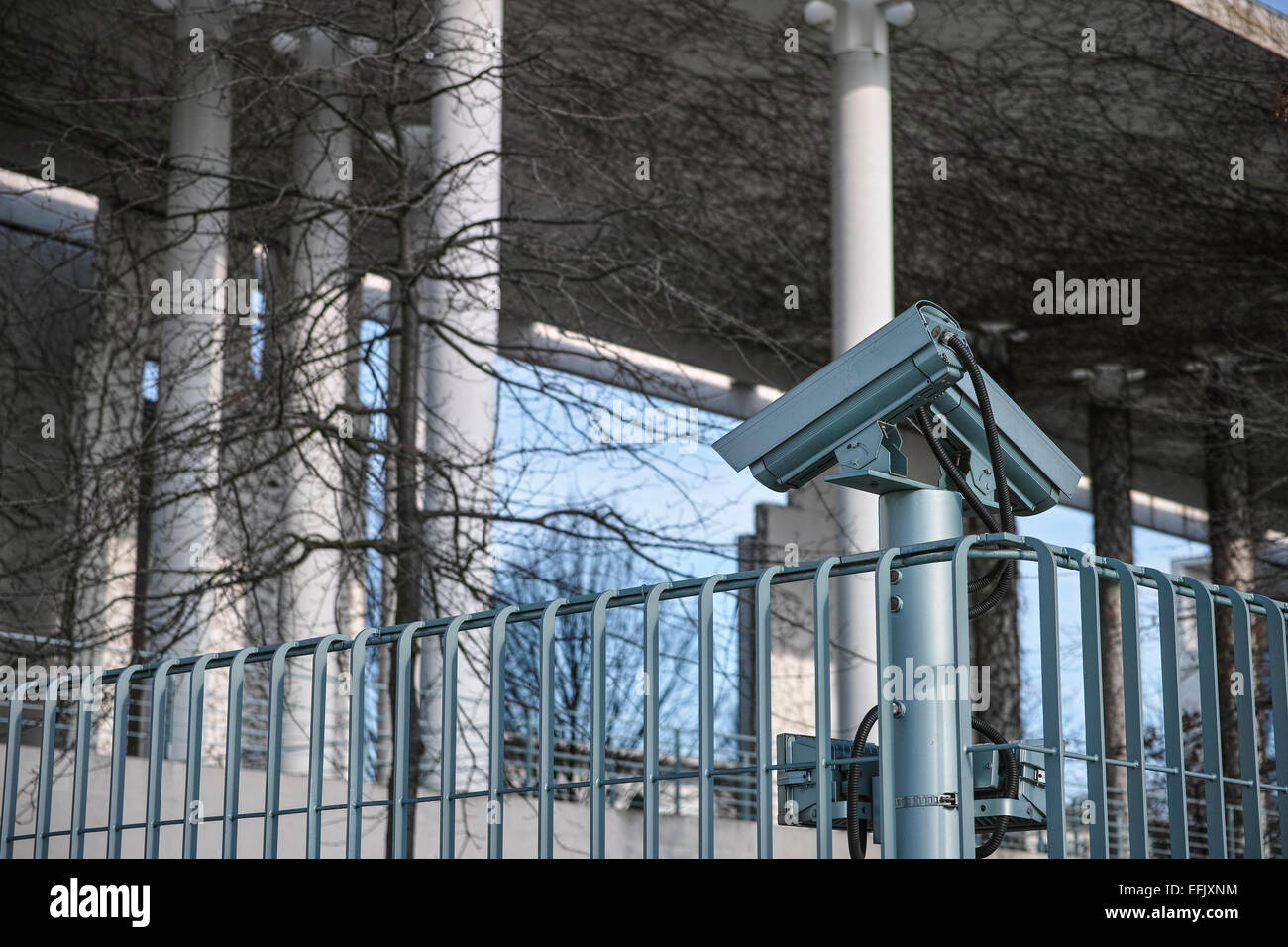 Security cameras at the Bundeskanzleramt in Berlin, Germany Stock Photo
