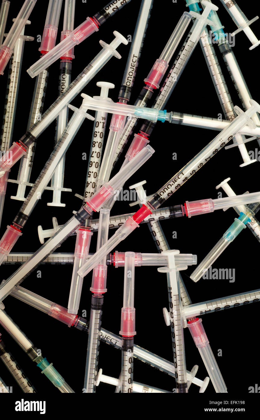 used syringes Stock Photo