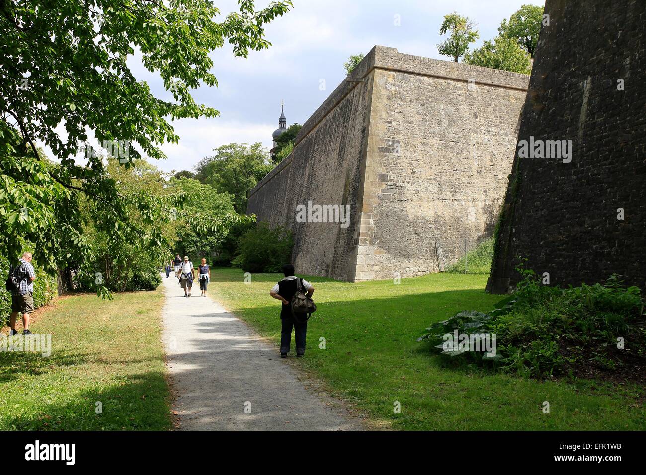 Fortifications of Marienberg Fortress in Wuerzburg. The fortress is surrounded by vineyards and overlooks the ancient university city with its domes, towers and bridges. Photo: Klaus Nowottnick Date: August 11, 2012 Stock Photo