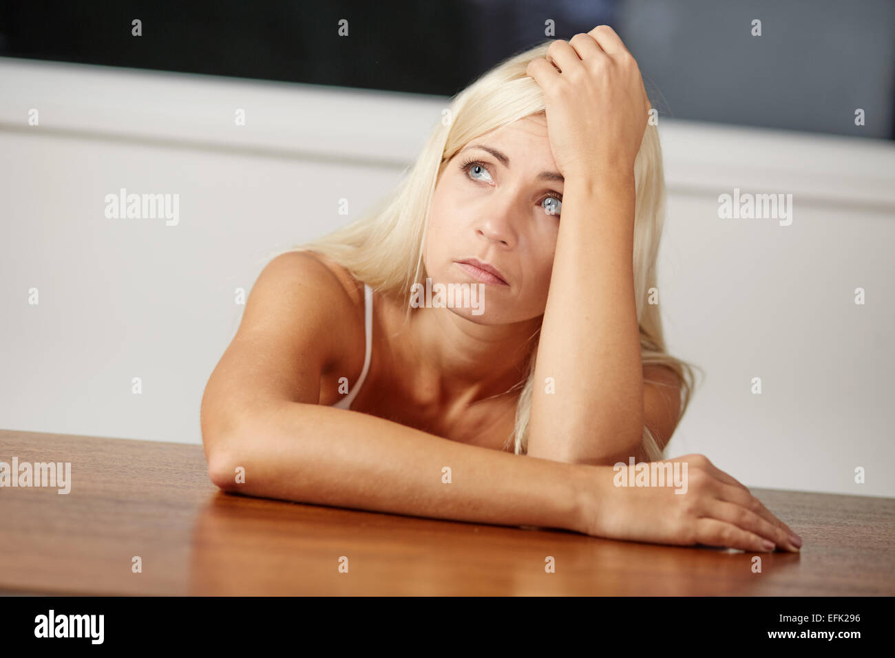 Young girl stressed Stock Photo