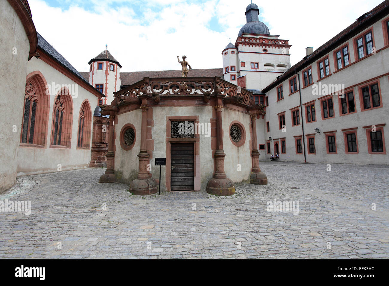 The well temple of Marienberg Fortress in Wuerzburg. The depth of the well is 102 meters. It is fed by two springs of water in a deep of 101 meters. Photo: Klaus Nowottnick Date: August 11, 2012 Stock Photo