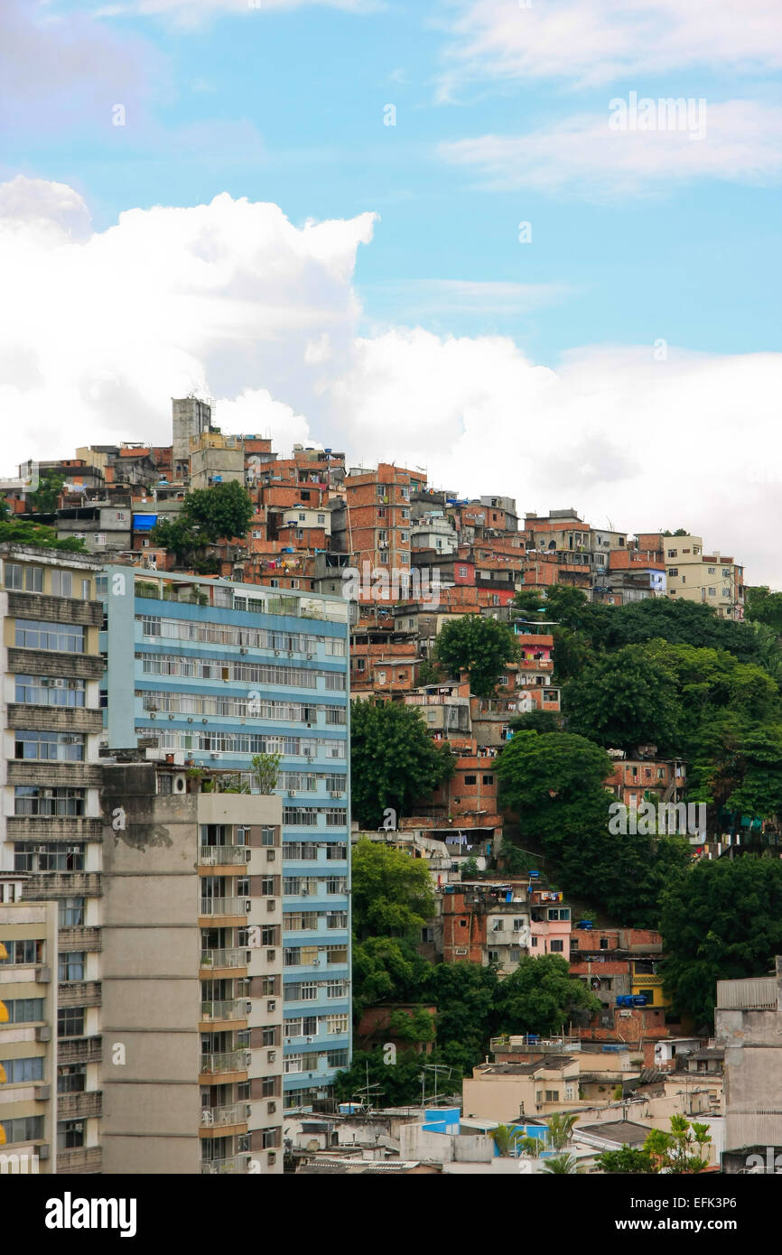favelas on the hills of Rio de Janeiro, home of the poor in South America, photo: April, 01, 2009. Stock Photo