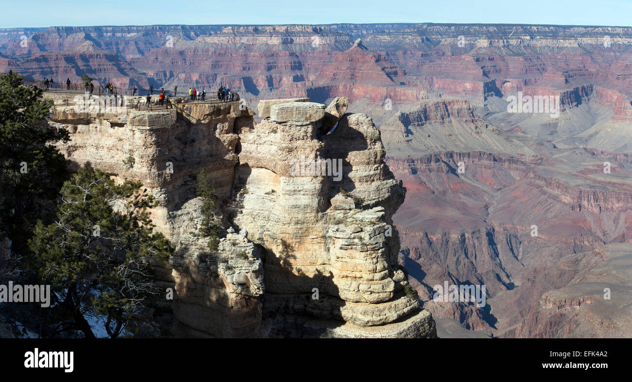 Grand Canyon, Arizona.  Tourists lookout panorama Stock Photo