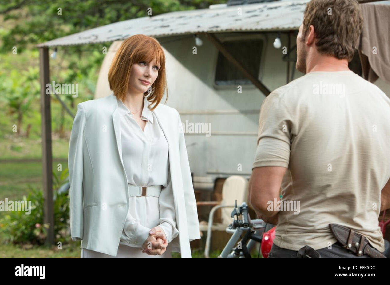 JURASSIC WORLD 2015 Universal Pictures film with Bryce Dallas Howard and Chris Pratt Stock Photo