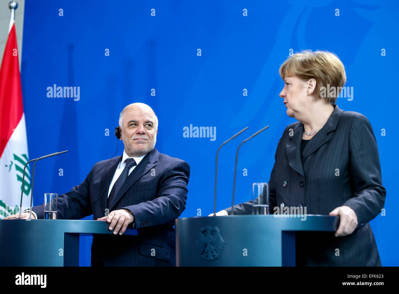 Angela Merkel, German chancellor, and the Iraqi Prime Minister Haider ...