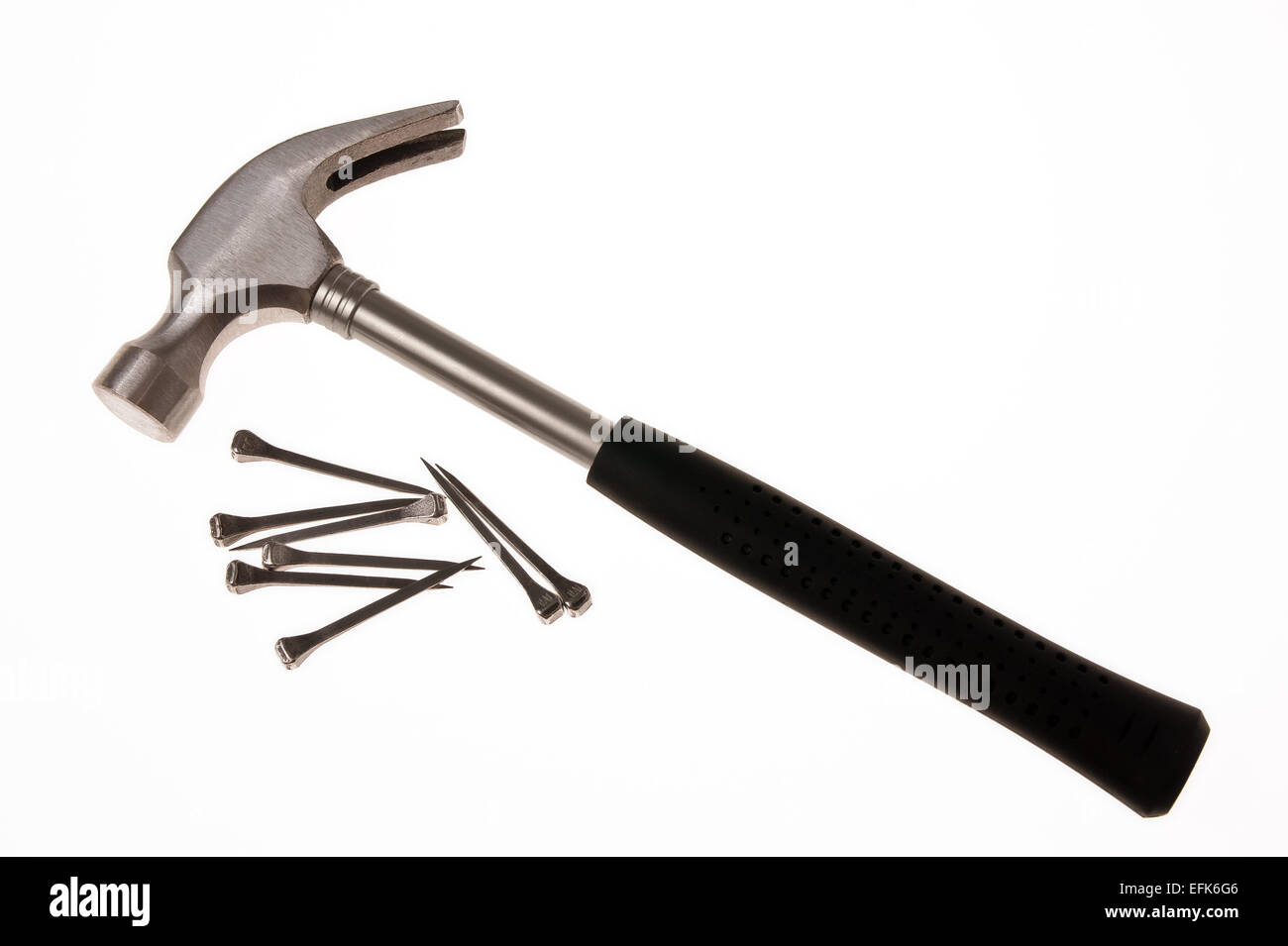 Hammer and nails isolated on white Stock Photo Alamy