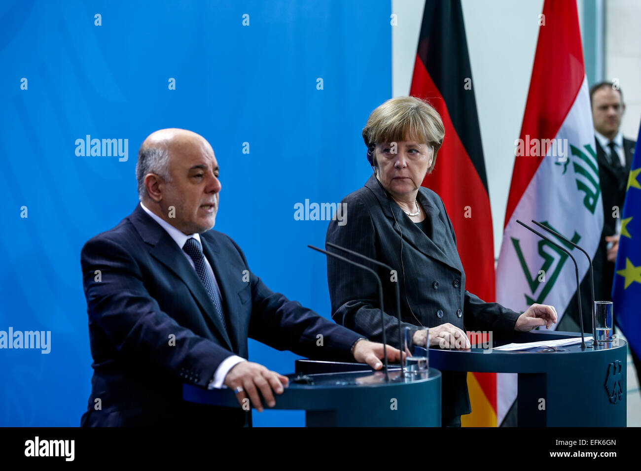 Angela Merkel, German chancellor, and the Iraqi Prime Minister Haider ...