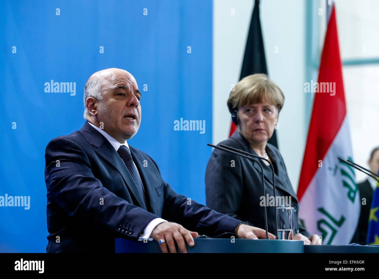 Angela Merkel, German chancellor, and the Iraqi Prime Minister Haider ...