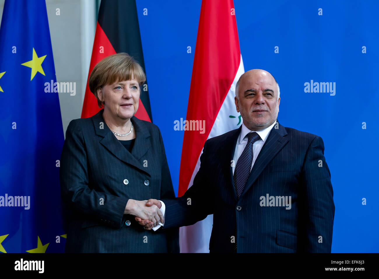 Angela Merkel, German chancellor, and the Iraqi Prime Minister Haider ...