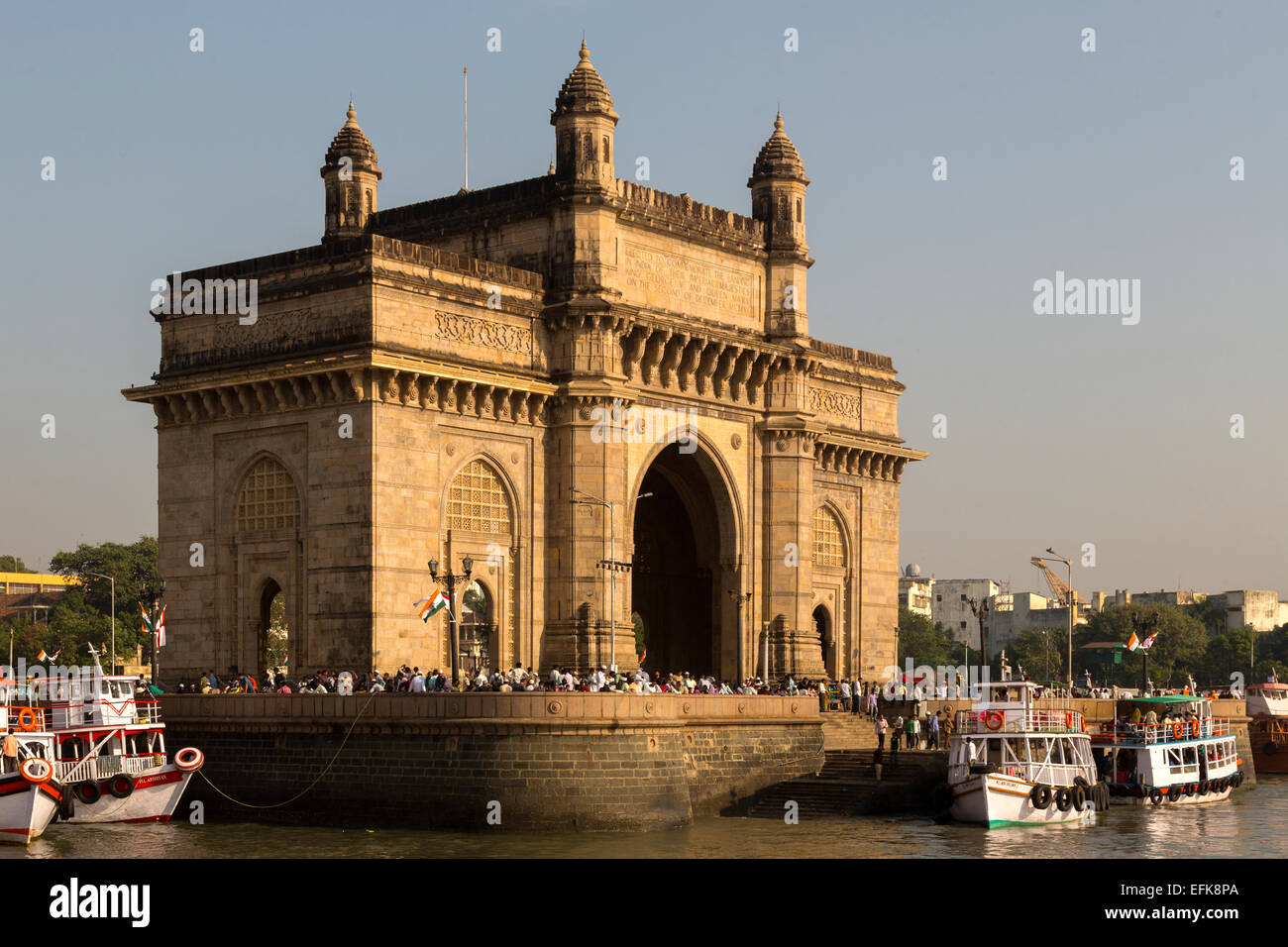 India, Maharashtra, Mumbai, Colaba district, Gateway of India in early morning light Stock Photo