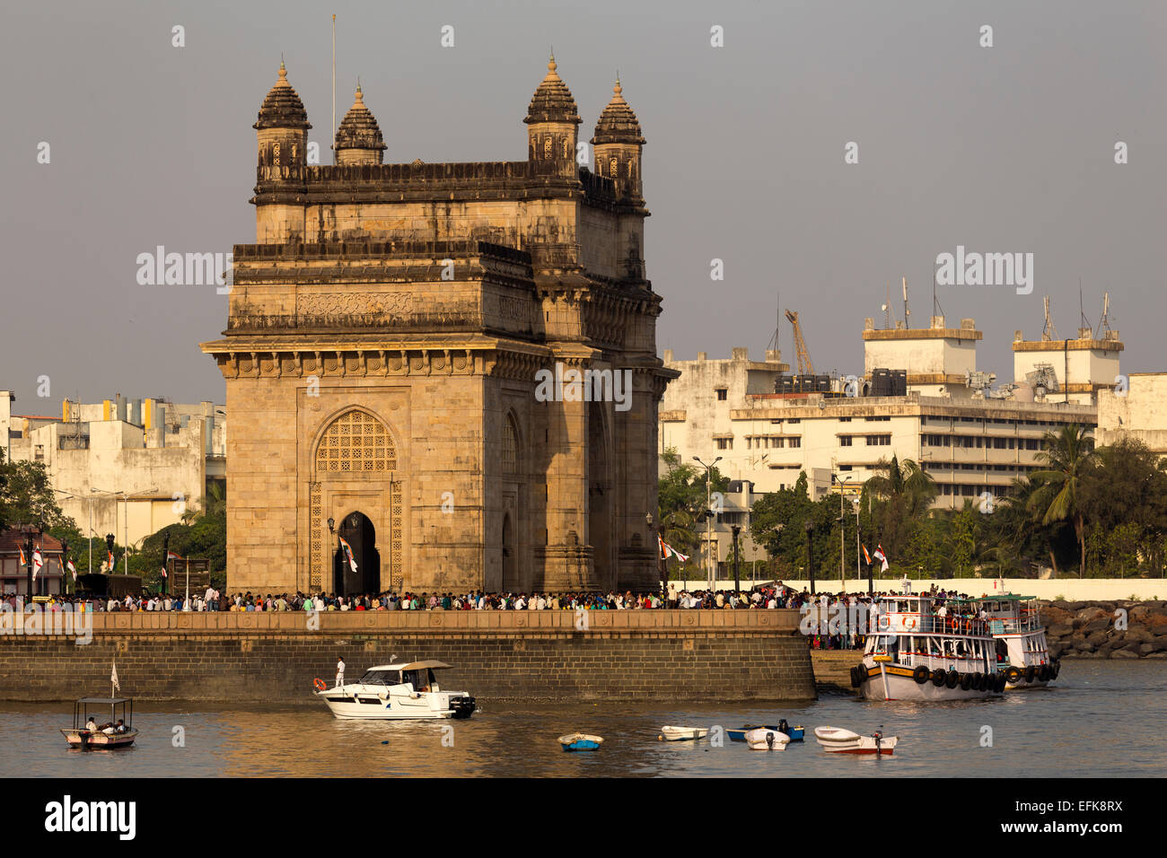 India, Maharashtra, Mumbai, Gateway of India and harbour Stock Photo