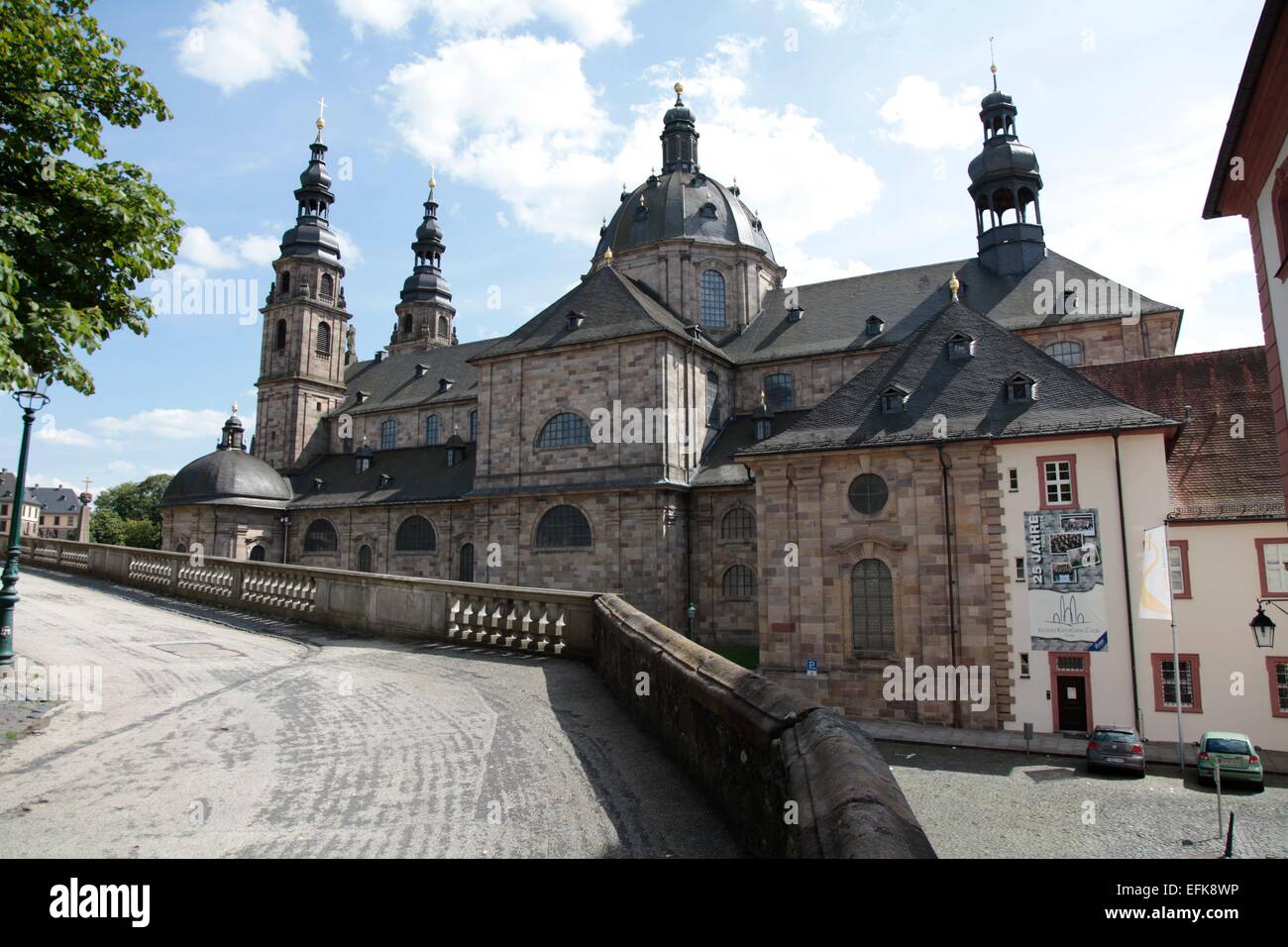 The Fulda Cathedral is the landmark of Fulda and he is the most important Baroque church of Hessen. This catholic church was built between 1704 and 1712 by the famous architect Johann Dientzenhofer. Photo: Klaus Nowottnick Date: August 8, 2014 Stock Photo