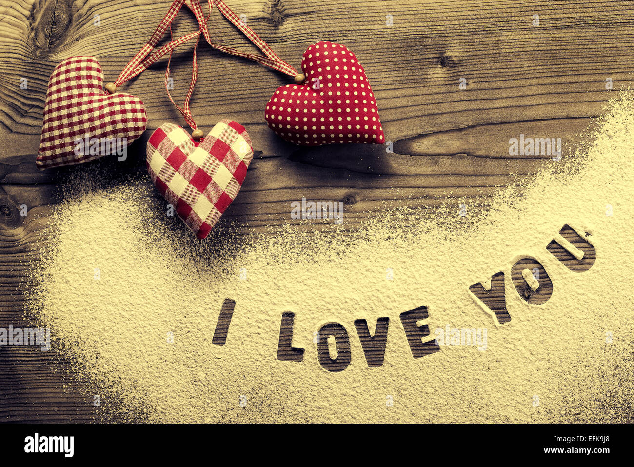 Written in icing sugar : I love you Stock Photo - Alamy