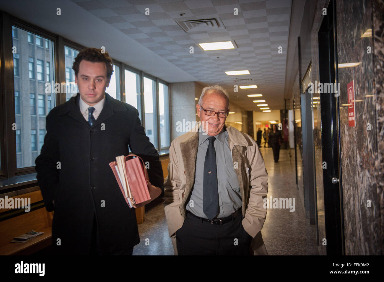 Manhattan, New York, USA. 5th Feb, 2015. Witness RAMON RODRIGUEZ leaves the courtroom as the trial of Pedro Hernandez, charged with the abduction and murder of Etan Patz, continues, Manhattan Supreme Court, Thurs., Feb. 5, 2015. Credit:  Bryan Smith/ZUMA Wire/Alamy Live News Stock Photo