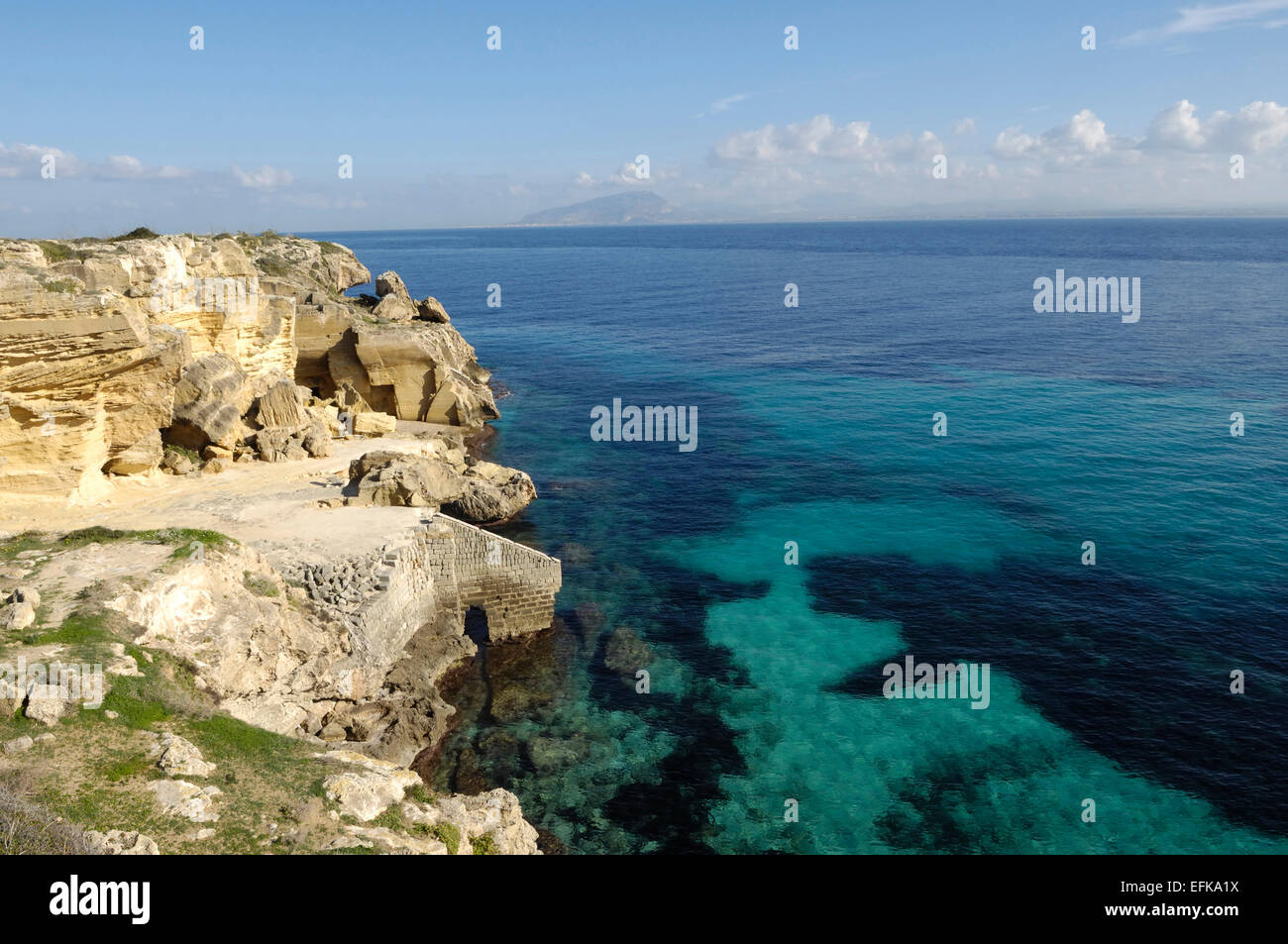 the beautiful view on Cala Rossa in Favignana island Stock Photo