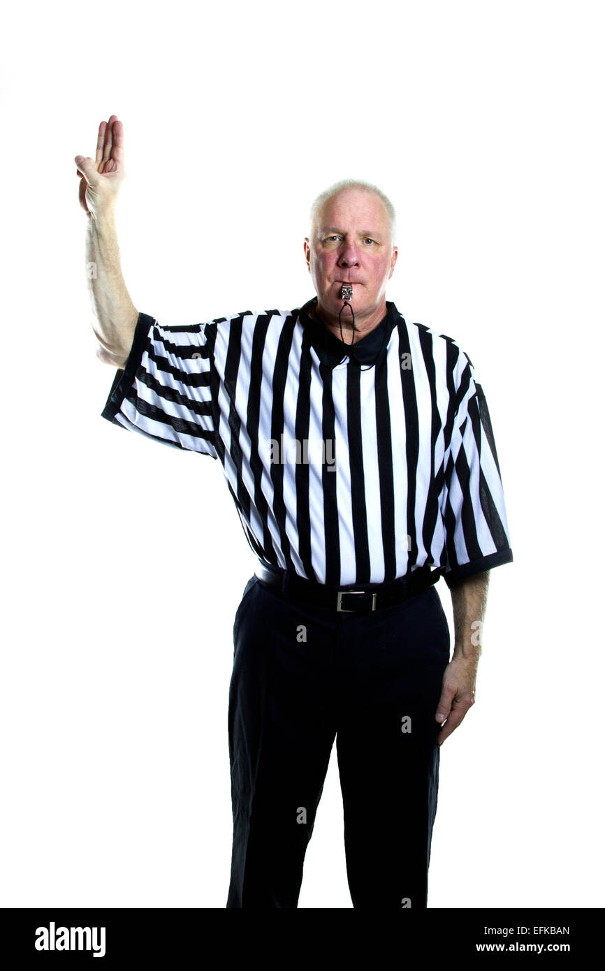 Basketball Referee Signaling A 3 Second Violation Foul Stock Photo