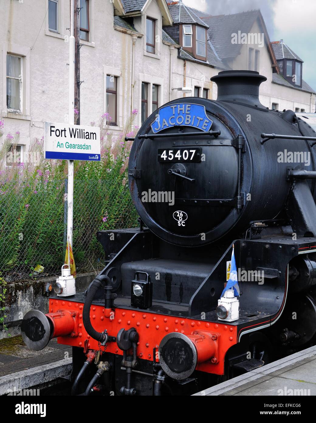 The Jacobite steam locomotive in Fort William train station, Scotland, Uk Stock Photo