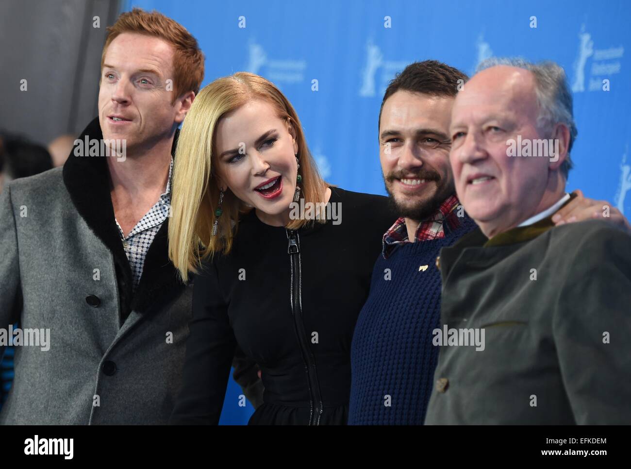 Berlin, Germany. 06th Feb, 2015. British actor Damian Lewis (L-R), Australian actress Nicole Kidman, US-actor James Franco and direcor Werner Herzog pose during the photocall for 'Queen of the Desert' at the 65th annual Berlin Film Festival in Berlin, Germany, 06 February 2015. The movie is presented in the Official Competition of the Berlinale, which runs from 05 to 15 February 2015. PHOTO: BRITTA PEDERSEN/dpa/Alamy Live News Stock Photo