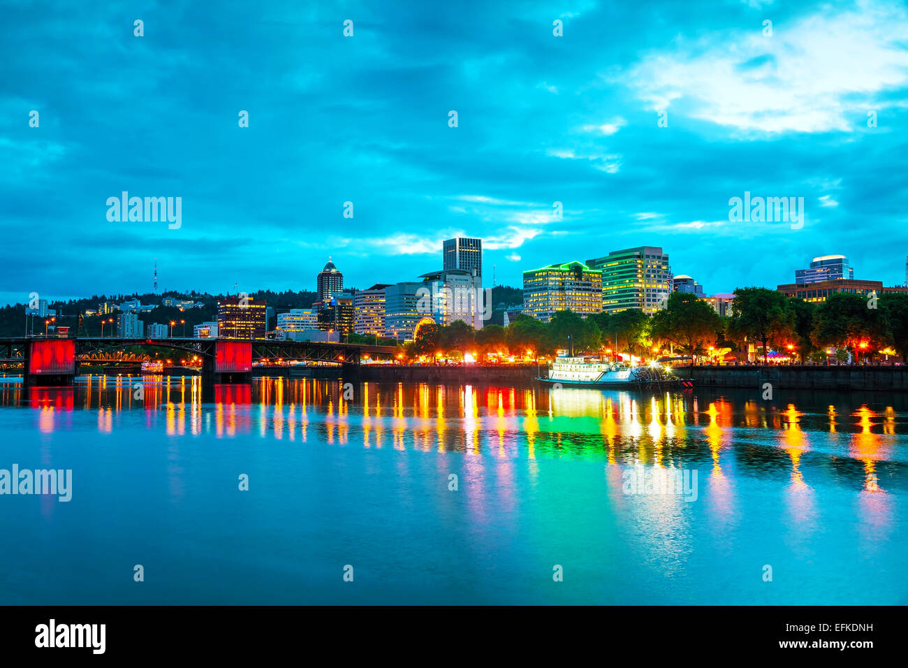 Downtown Portland, Oregon cityscape at the night time Stock Photo Alamy
