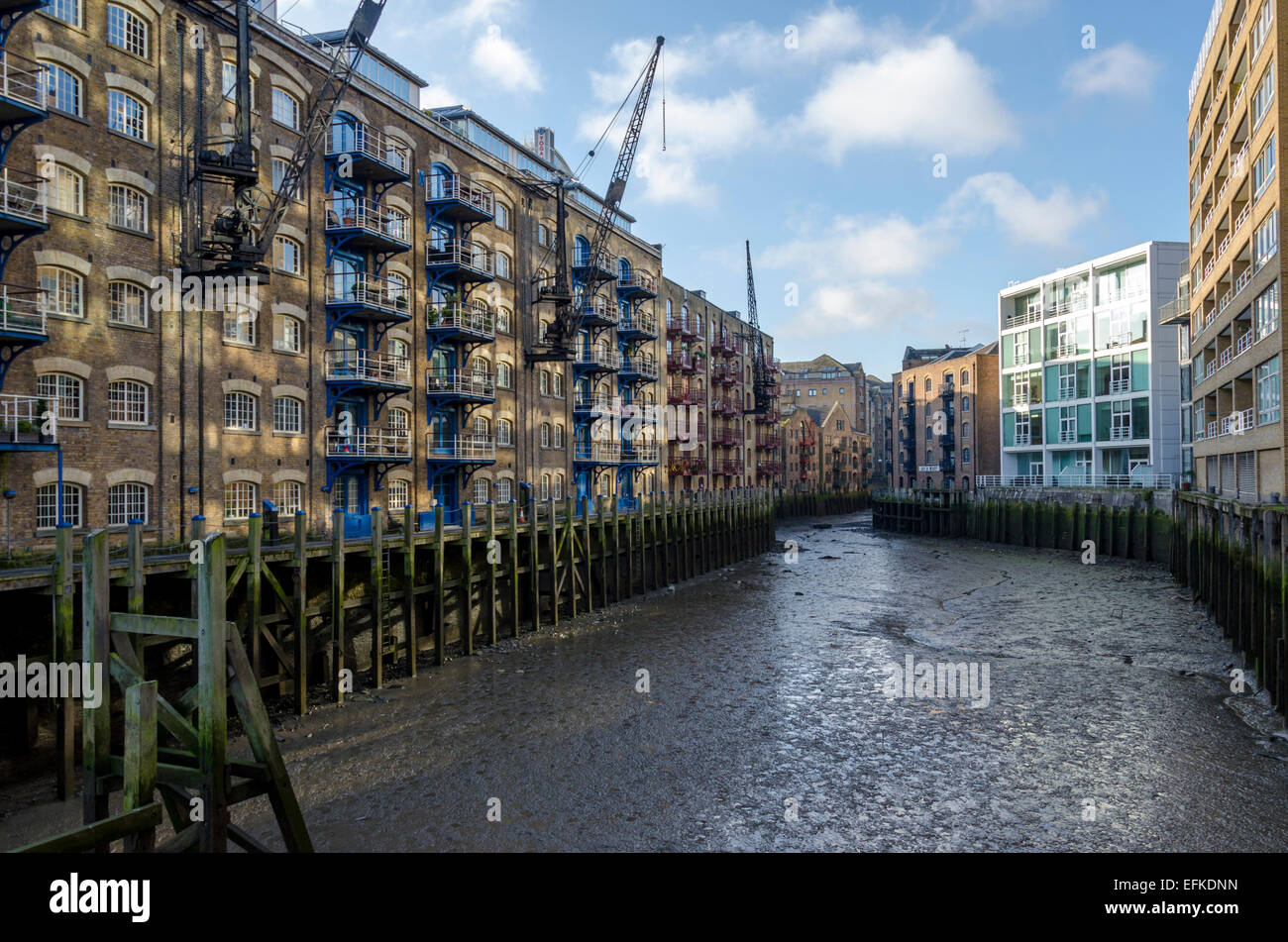 St Saviour's Dock, the mouth of the subterranean River Neckinger into the Thames, Southwark, London Stock Photo