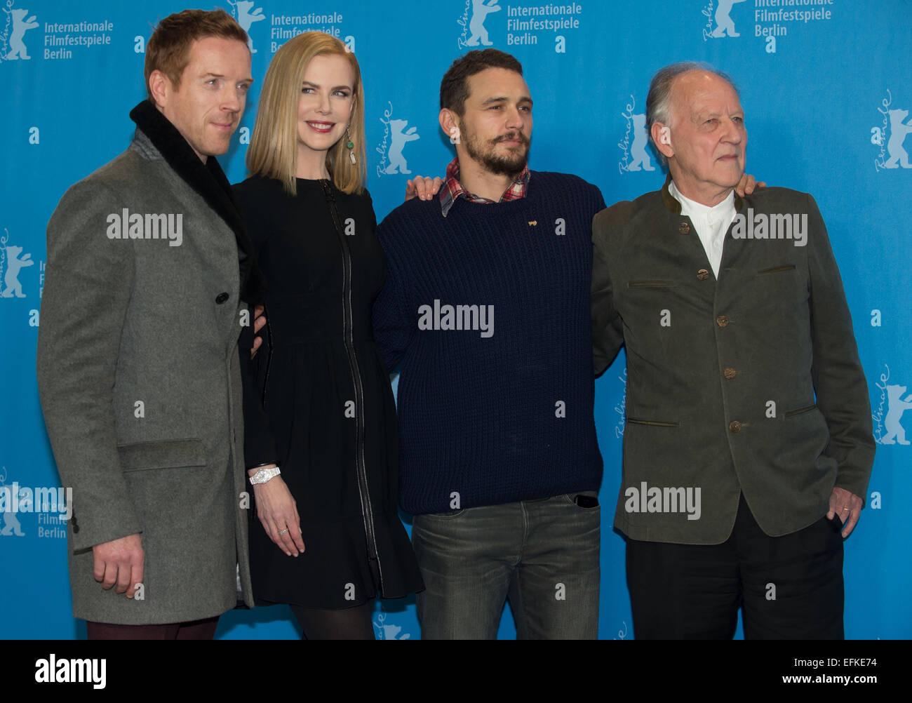 Berlin, Germany. 06th Feb, 2015. British actor Damian Lewis (L-R), Australian actress Nicole Kidman, US-actor James Franco and director Werner Herzog pose during the photocall for 'Queen of the Desert' at the 65th annual Berlin Film Festival, in Berlin, Germany, 06 February 2015. The movie is presented in the Official Competition of the Berlinale, which runs from 05 to 15 February 2015. PHOTO: TIM BRAKEMEIER/dpa/Alamy Live News Stock Photo