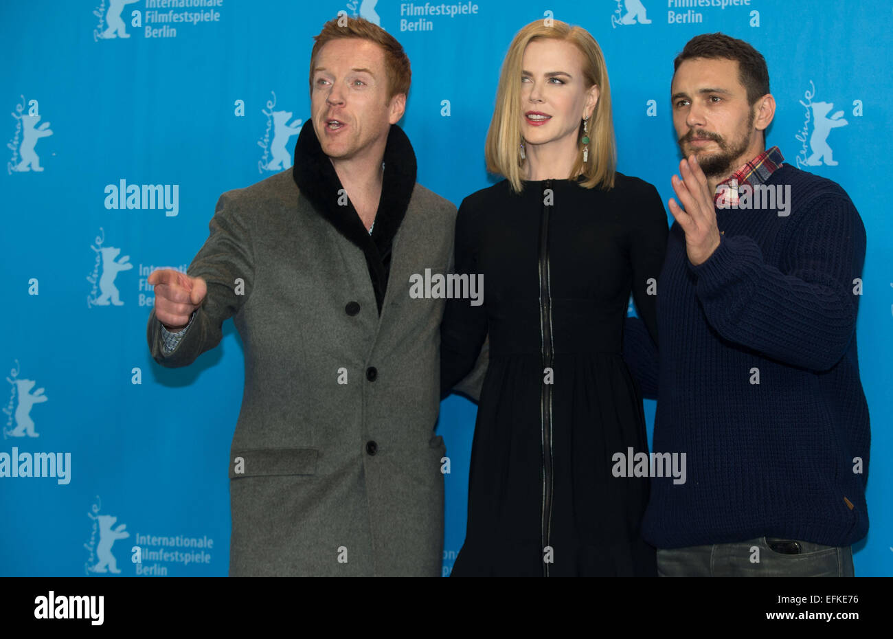 Berlin, Germany. 06th Feb, 2015. British actor Damian Lewis (L-R), Australian actress Nicole Kidman and US-actor James Franco pose during the photocall for 'Queen of the Desert' at the 65th annual Berlin Film Festival, in Berlin, Germany, 06 February 2015. The movie is presented in the Official Competition of the Berlinale, which runs from 05 to 15 February 2015. PHOTO: TIM BRAKEMEIER/dpa/Alamy Live News Stock Photo
