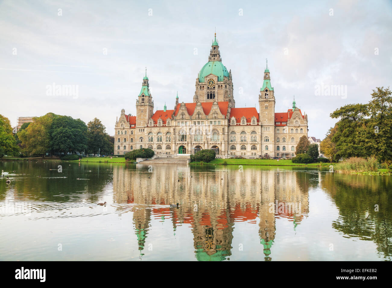 New Town Hall in Hanover, Germany in the evening Stock Photo