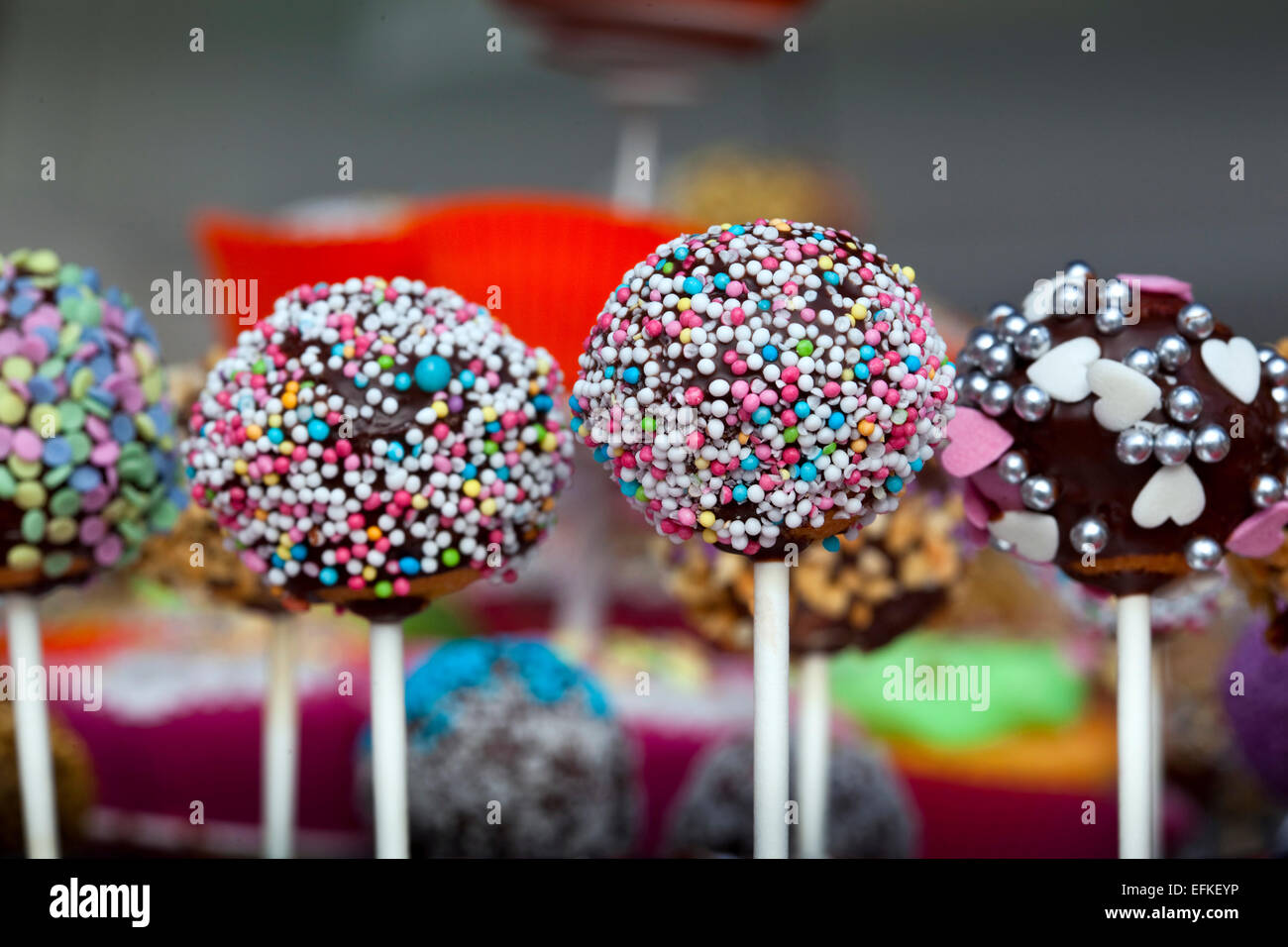 Various chocolate lollipops in a candy shop Stock Photo Alamy