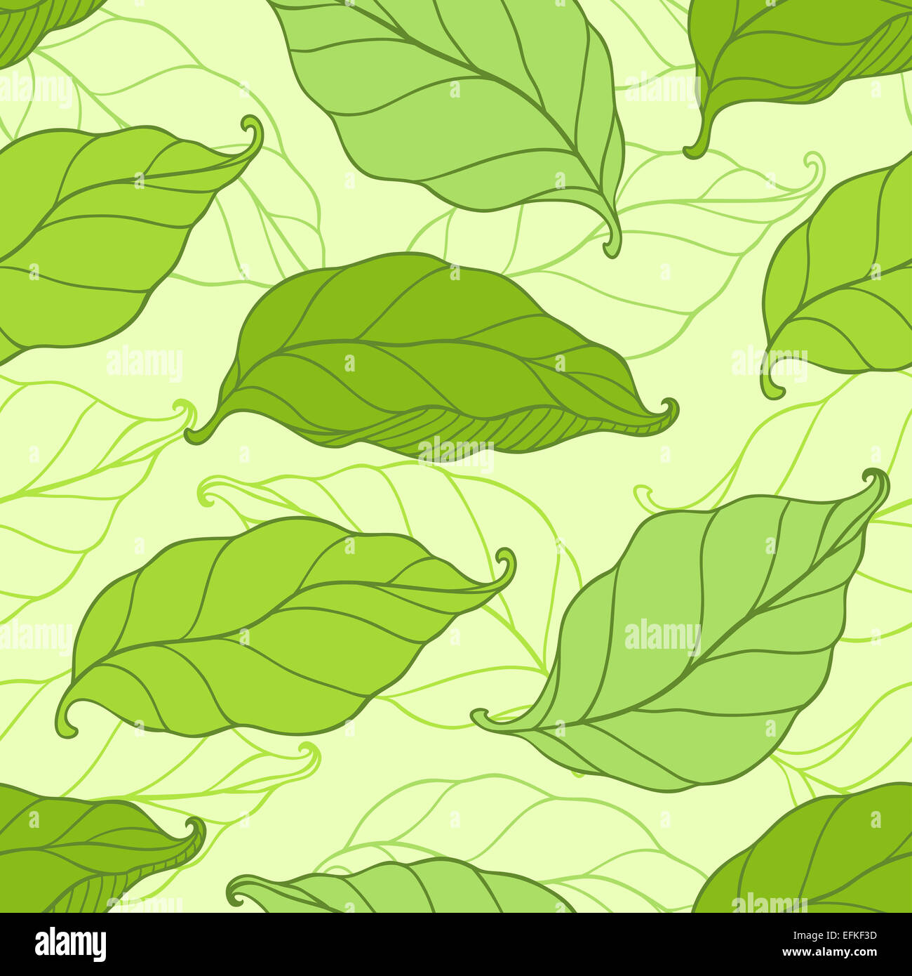 Seamless pattern with green spring leaves Stock Photo - Alamy