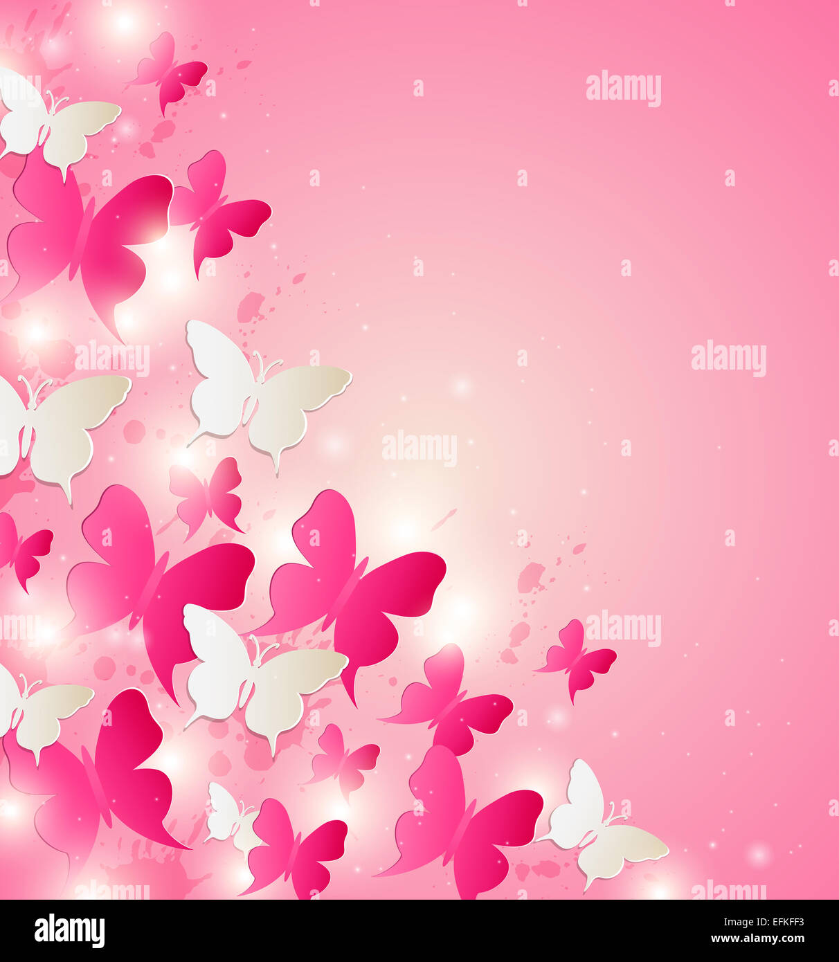 Abstract background with red and white butterflies Stock Photo - Alamy