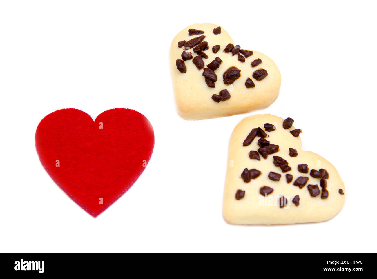 Cookies and little heart red on white background Stock Photo
