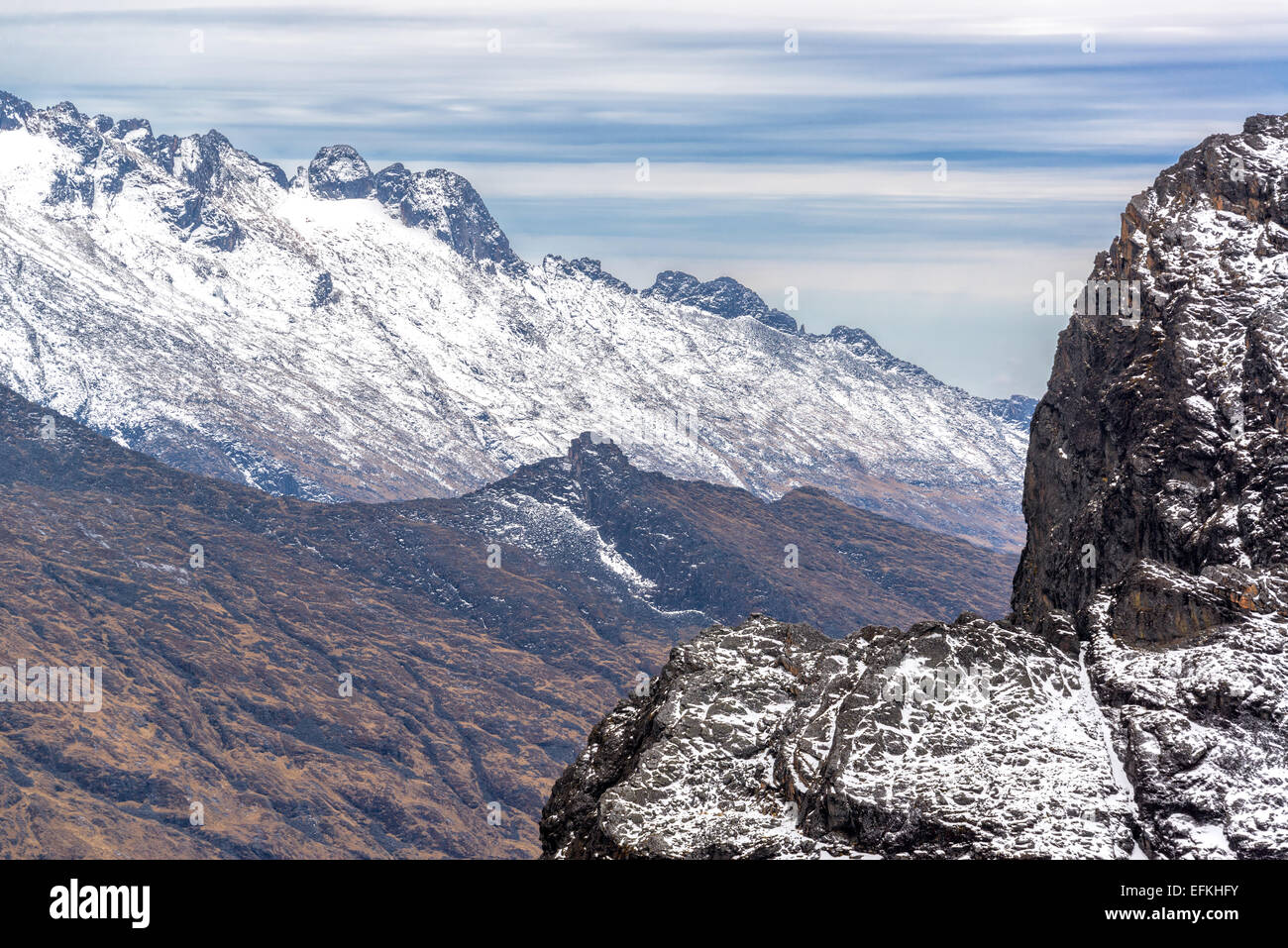 View of the Andes mountains in the Cordillera Real near La Paz, Bolivia Stock Photo