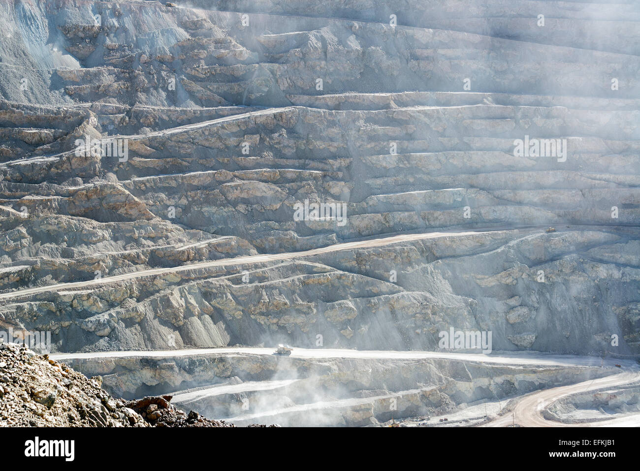 View of the open pit copper mine of Chuquicamata, Chile Stock Photo