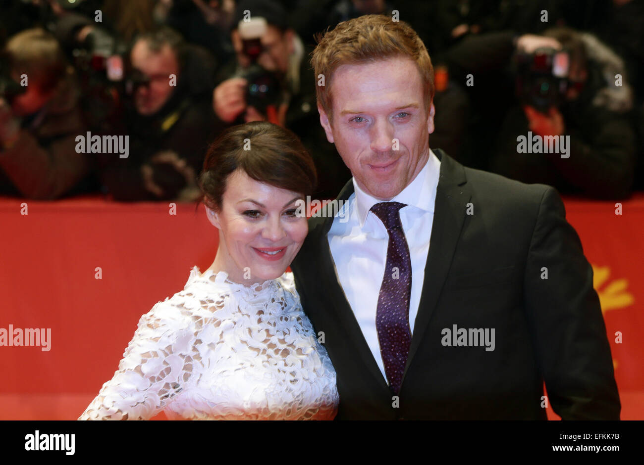 Berlin, Germany. 06th Feb, 2015. British actor Damian Lewis and his wife Helen McCrory arrive for the screening of 'Queen of the Desert' during the 65th annual Berlin Film Festival, in Berlin, Germany, 06 February 2015. The movie is presented in the Official Competition of the Berlinale, which runs from 05 to 15 February 2015. PHOTO: MICHAEL KAPPELER/dpa/Alamy Live News Stock Photo
