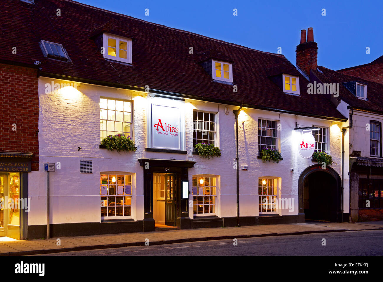 Alfie's pub, at night, Winchester, Hampshire, England UK Stock Photo