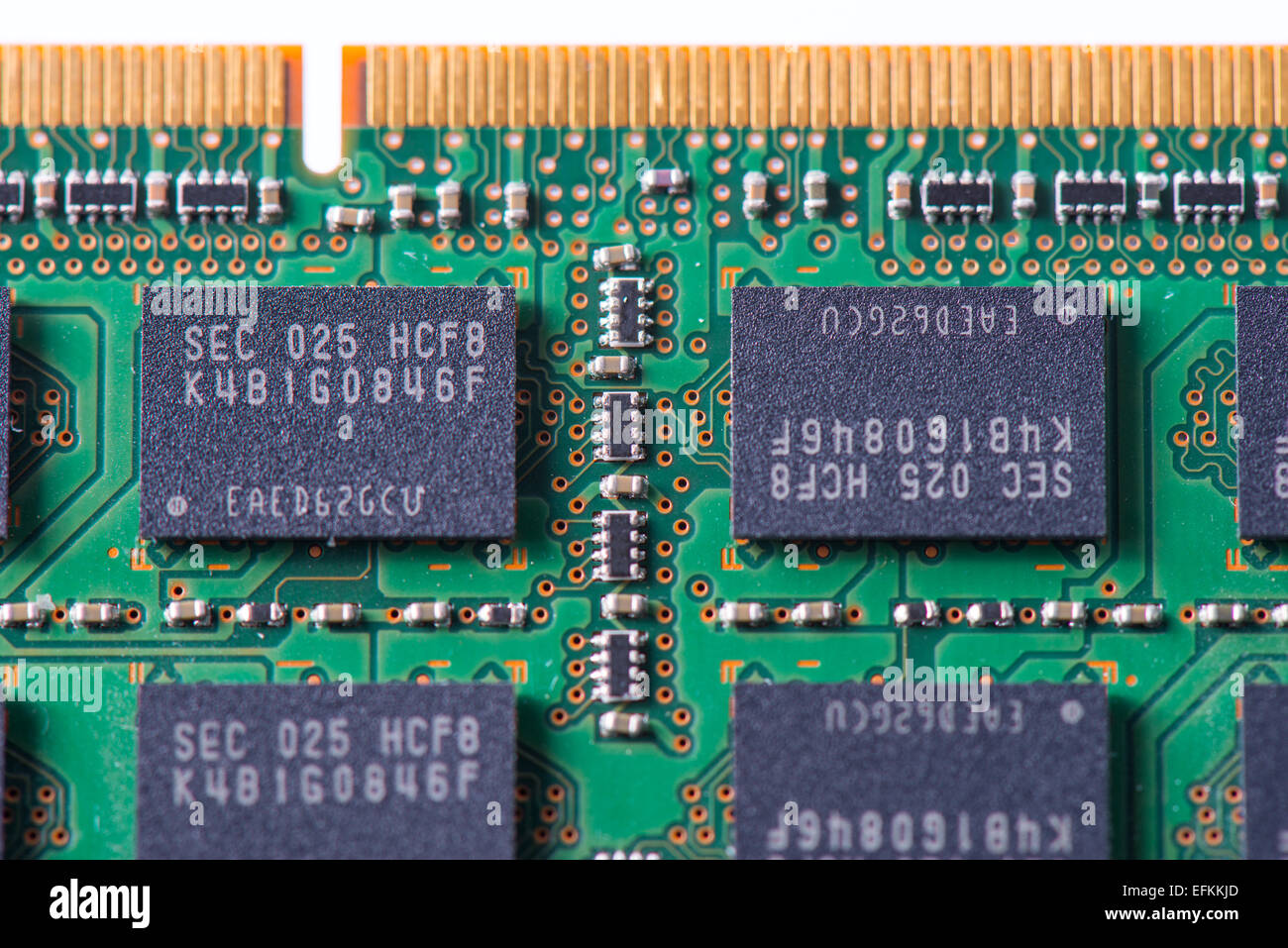Closeup of a memory Ram chip module Stock Photo