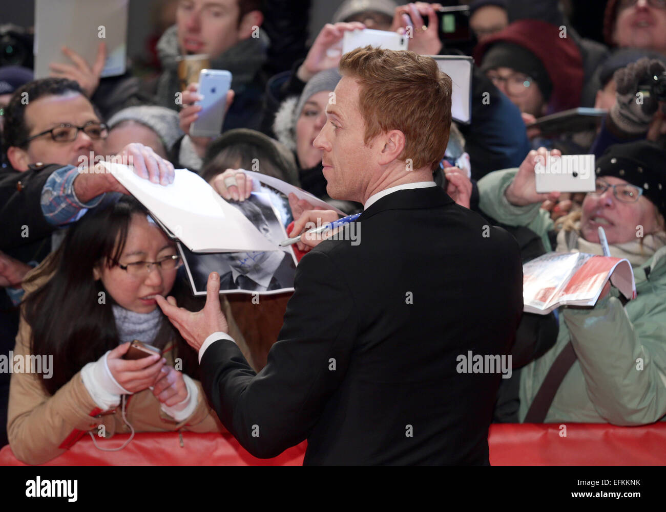 Berlin, Germany. 06th Feb, 2015. British actor Damian Lewis arrives for the screening of 'Queen of the Desert' during the 65th annual Berlin Film Festival, in Berlin, Germany, 06 February 2015. The movie is presented in the Official Competition of the Berlinale, which runs from 05 to 15 February 2015. PHOTO: MICHAEL KAPPELER/dpa/Alamy Live News Stock Photo