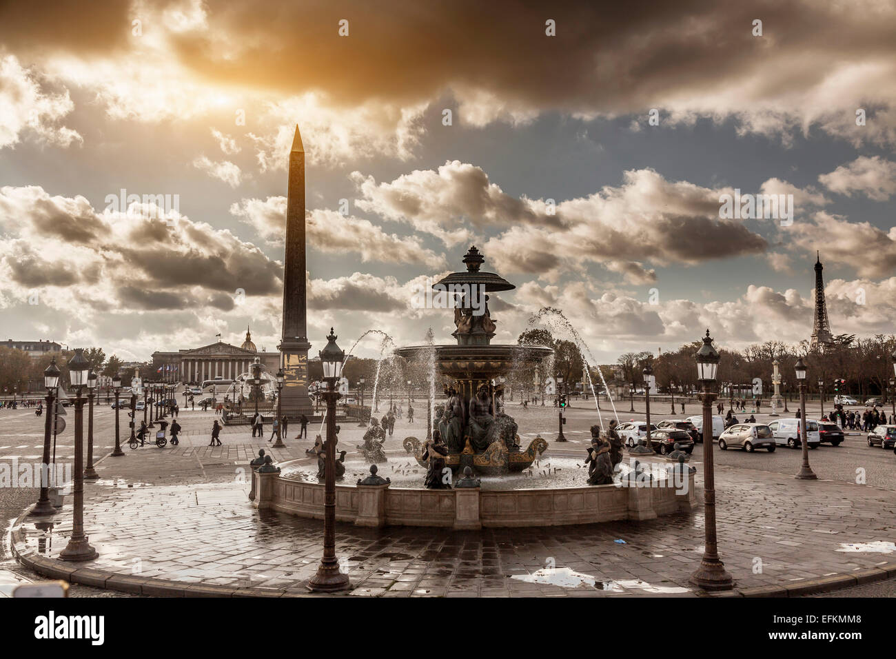 View of fountains at Place de la Concorde, Paris, France Stock Photo