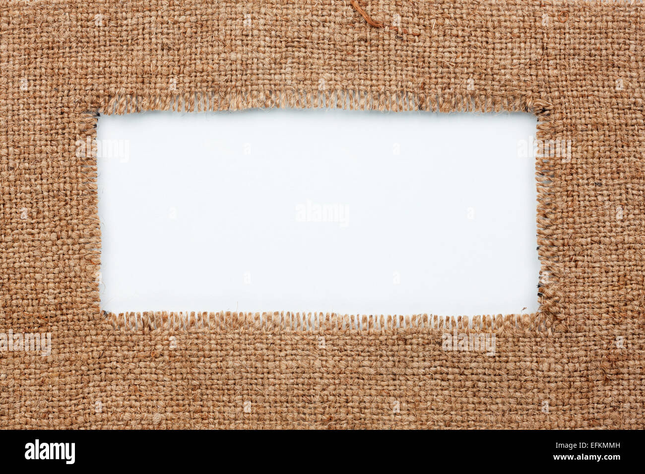 Frame of burlap, lies on a white background, can be used as texture