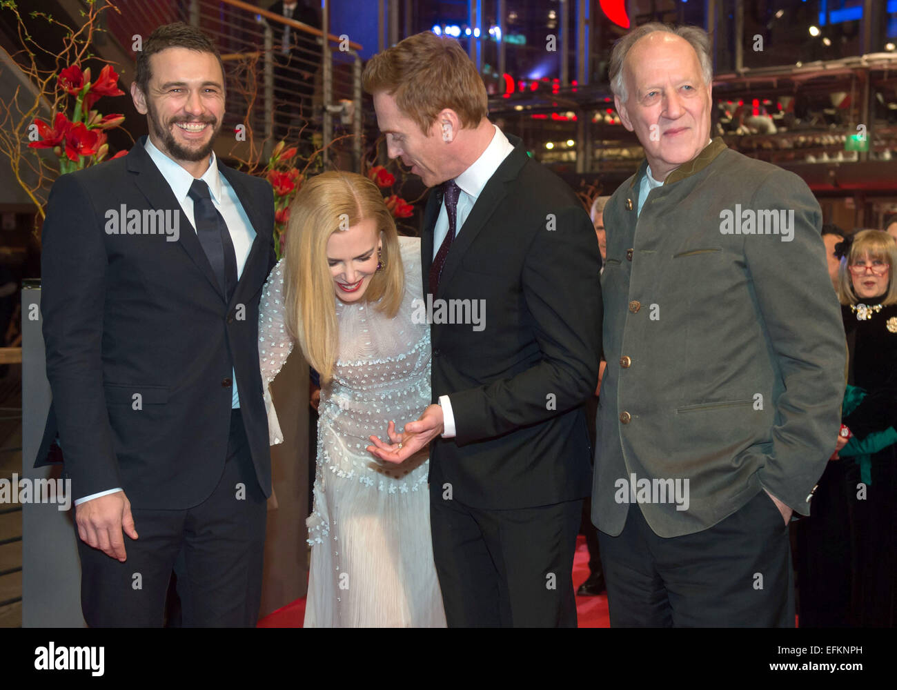 Berlin, Germany. 06th Feb, 2015. US-actor James Franco (L-R), Australian actress Nicole Kidman, British actor Damian Lewis and German director Werner Herzog arrive for the screening of 'Queen of the Desert' during the 65th annual Berlin Film Festival, in Berlin, Germany, 06 February 2015. The movie is presented in the Official Competition of the Berlinale, which runs from 05 to 15 February 2015. PHOTO: TIM BRAKEMEIER/dpa/Alamy Live News Stock Photo