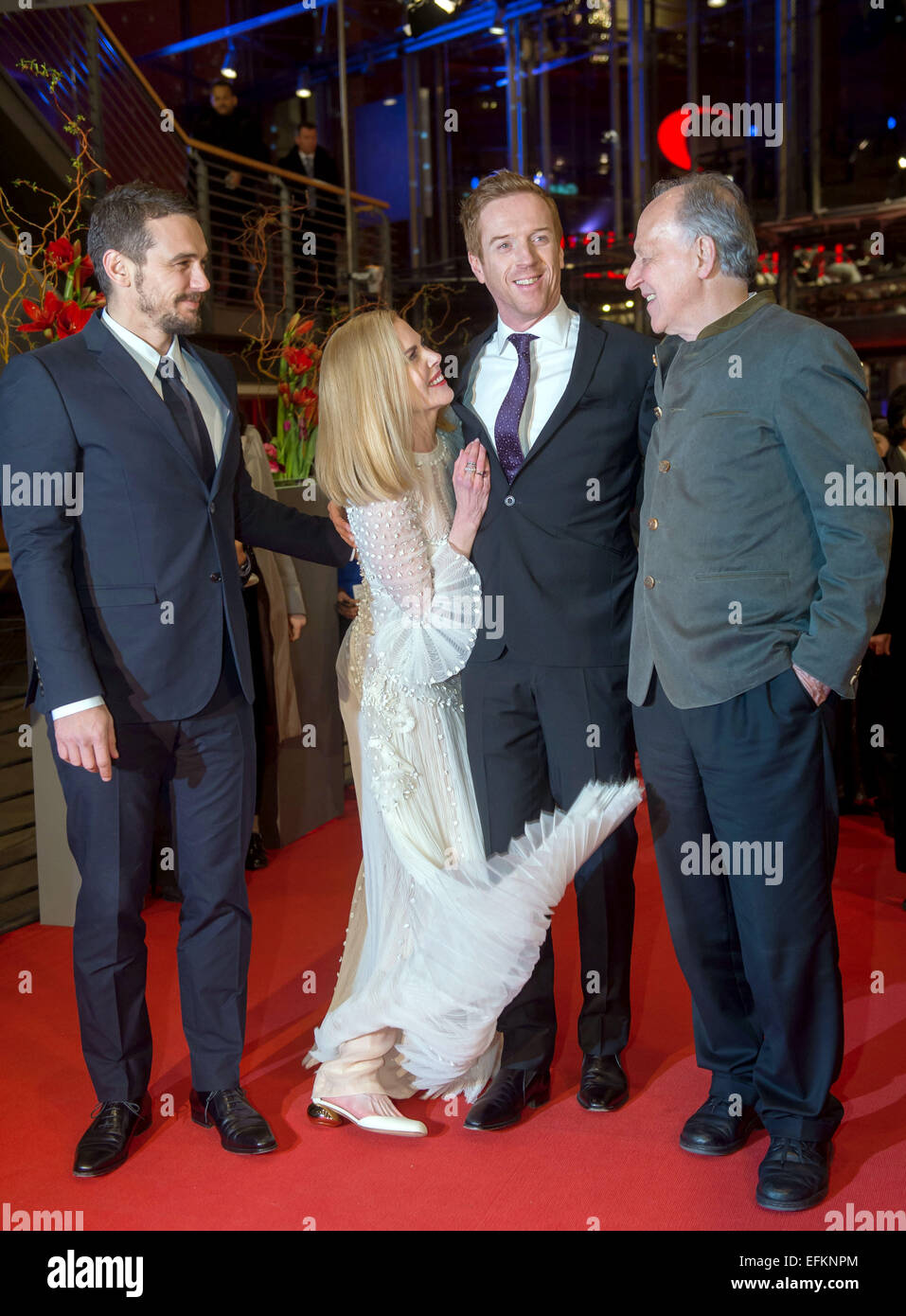 Berlin, Germany. 06th Feb, 2015. US-actor James Franco (L-R), Australian actress Nicole Kidman, British actor Damian Lewis and German director Werner Herzog arrive for the screening of 'Queen of the Desert' during the 65th annual Berlin Film Festival, in Berlin, Germany, 06 February 2015. The movie is presented in the Official Competition of the Berlinale, which runs from 05 to 15 February 2015. PHOTO: TIM BRAKEMEIER/dpa/Alamy Live News Stock Photo