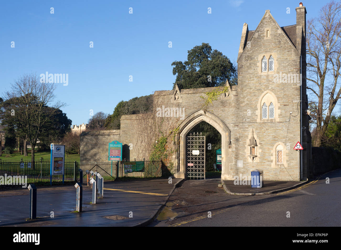 The gatehouse at the entrance to Singleton Park, Swansea, South Wales. The main university