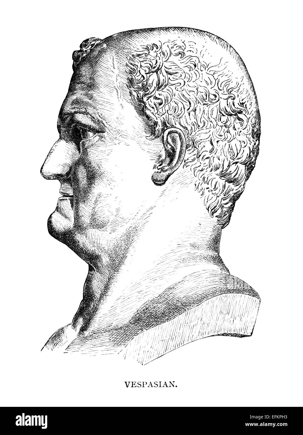 Victorian engraving of the Roman emperor Vespasian. Digitally restored image from a mid-19th century Encyclopaedia. Stock Photo
